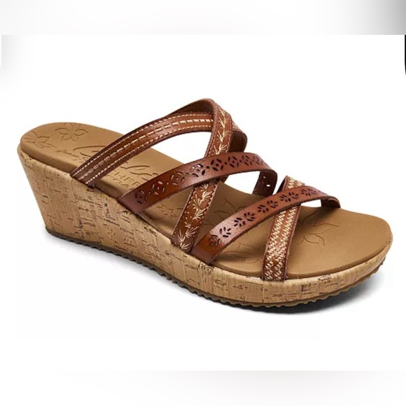 Skechers Beverlee Tiger Posse Wedge Sandals EUC Size 40 (US 9.5 ) - Picture 1 of 12